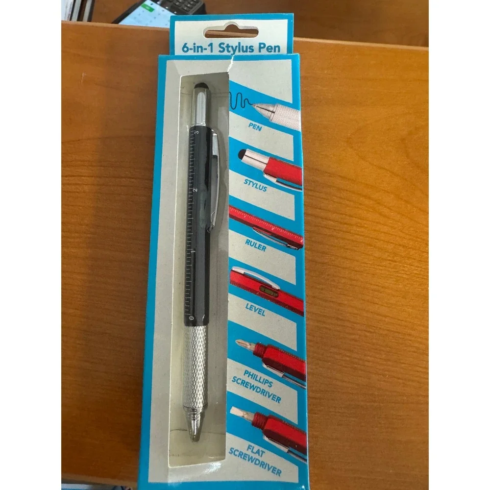 Greenbrier 6-in-1 Multitool Stylus Pen Black Ink Ruler Level Screwdriver NEW - Picture 1 of 7